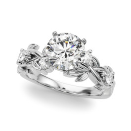 FLORAL LEAF DIA ENGAGEMENT RING
