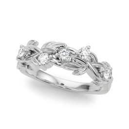 FLORAL LEAF DIA WEDDING BAND