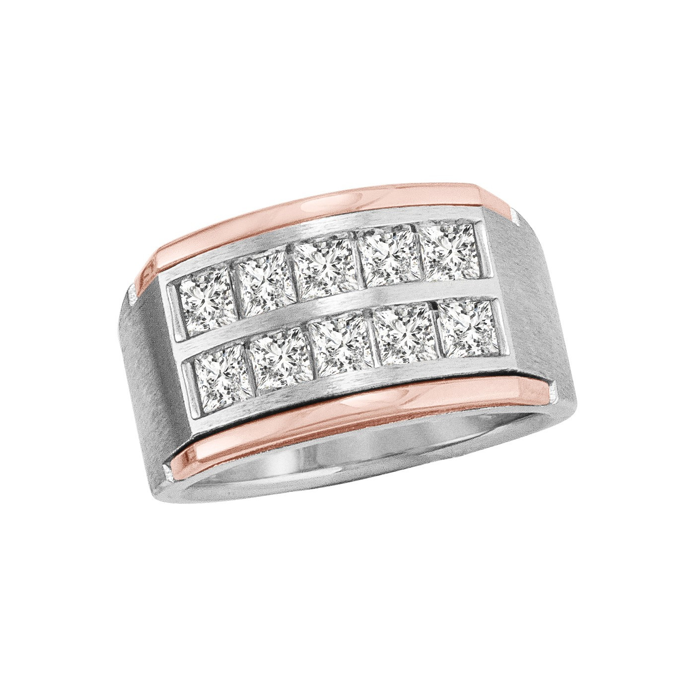 GENTS TWO TONE 10 STONE DIAMOND BAND