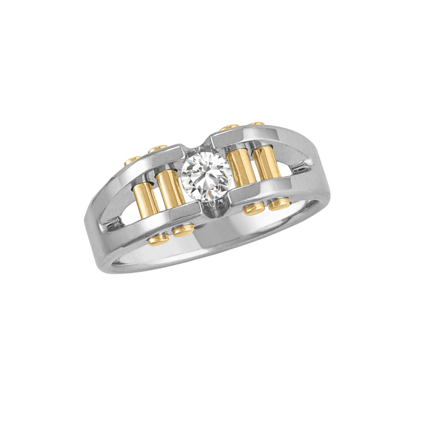 GENTS TWO TONE SOLITAIRE RING