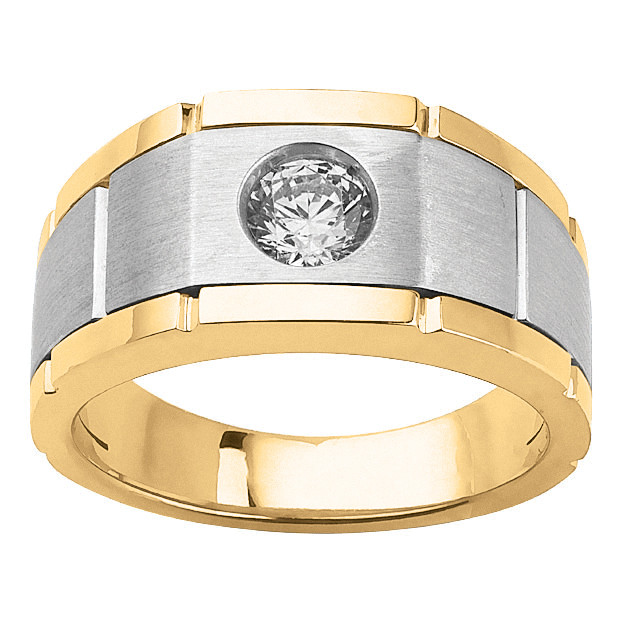 GENTS SOLITAIRE TWO TONE SATIN FINISH ACCENT