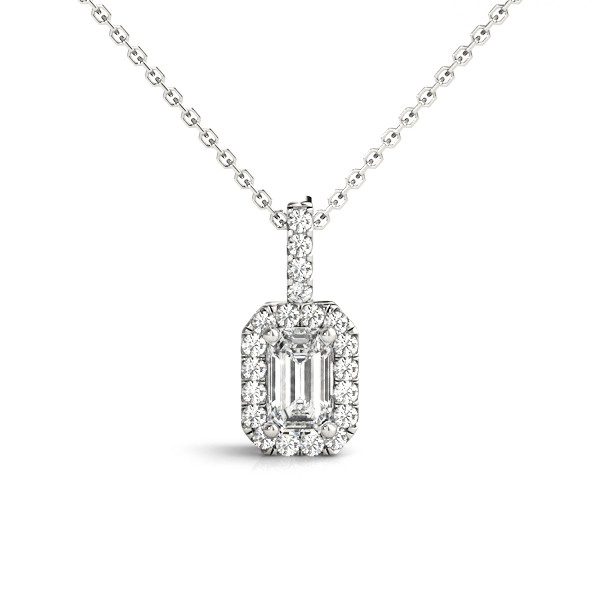 EMERALD CUT HALO PENDANT