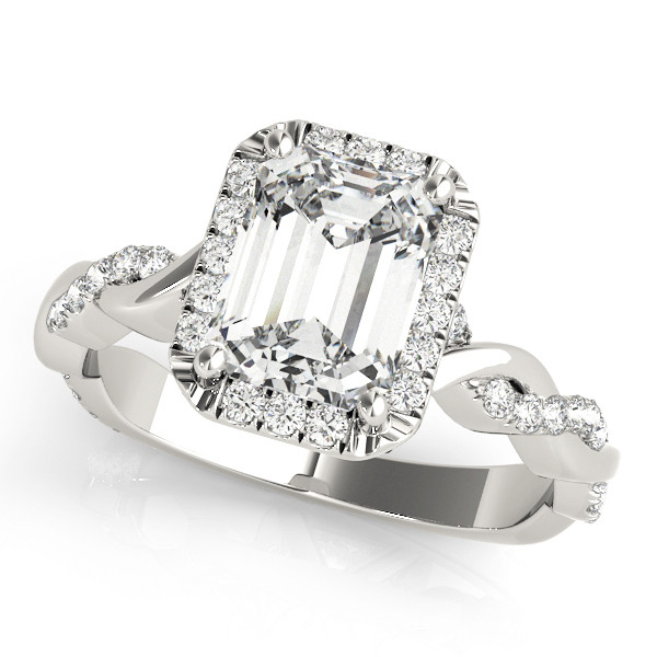 BRAIDED SHANK WITH EMERALD CUT HALO HEAD