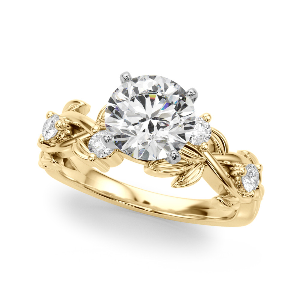 FLORAL LEAF DIA ENGAGEMENT RING