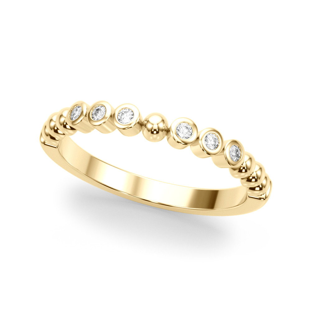 BEADED BEZEL SET WEDDING BAND