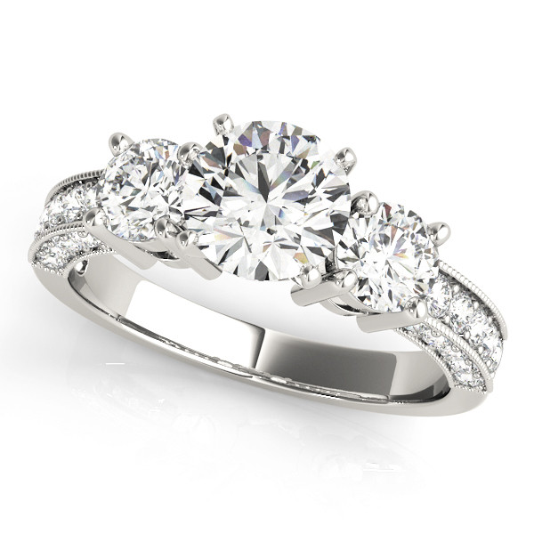 ENGAGEMENT RINGS 3 STONE ROUND