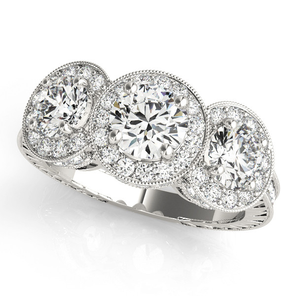 ENGAGEMENT RINGS 3 STONE ROUND
