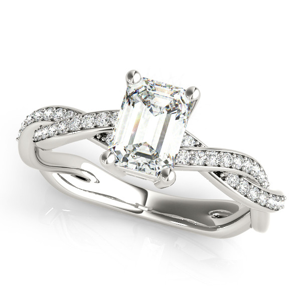 EMERALD CUT RING WITH BRAIDED SHANK