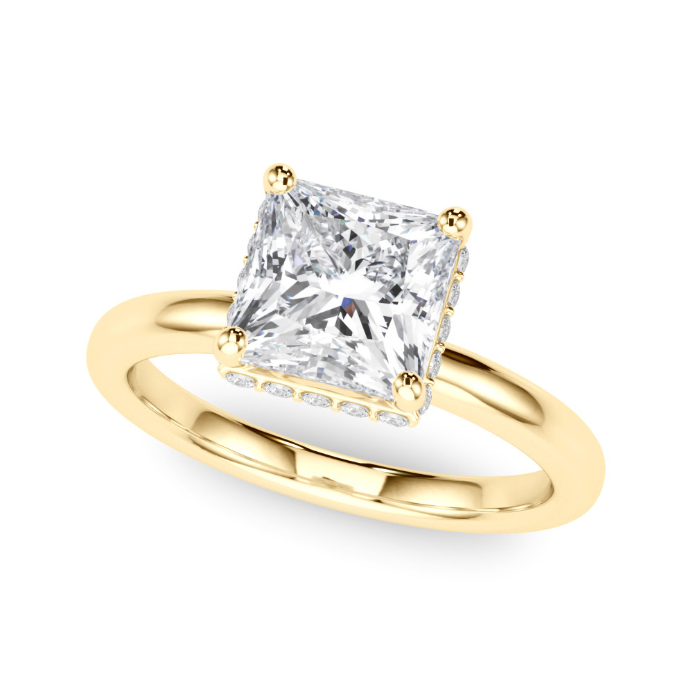 HIDDEN HALO PRINCESS CUT CENTER SINGLE ROW