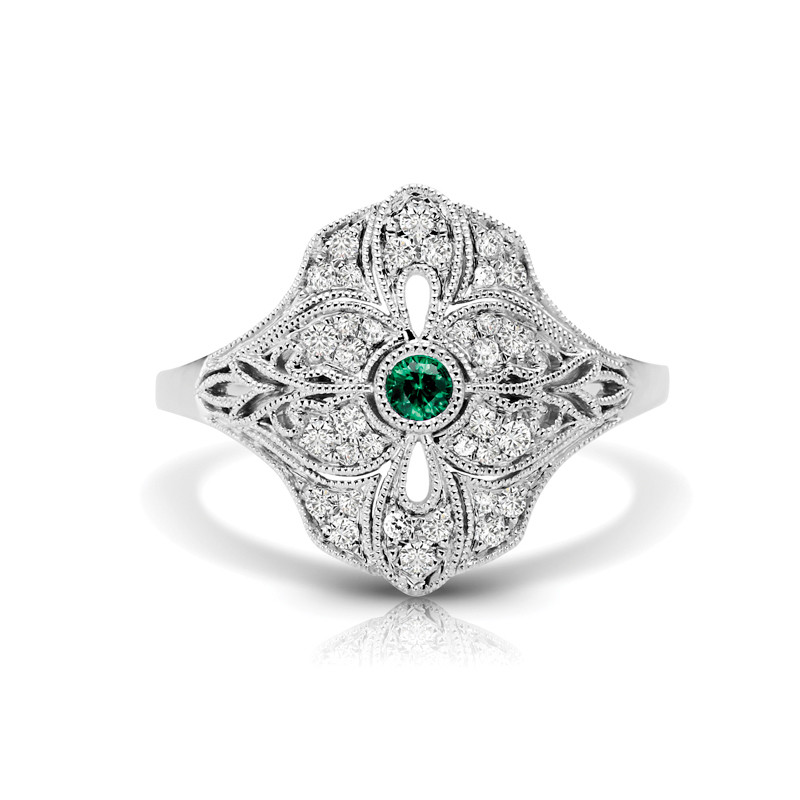 14KW EMERALD FASHION RING