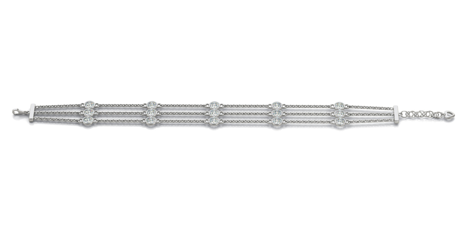 3 ROW DIAMONDS DIAMOND & CHAIN