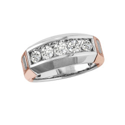 GENTS TWO TONE 5 STONE DIAMOND BAND