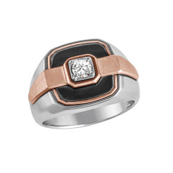 GENTS WHITE/ROSE DIAMOND SOLITAIRE RING