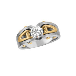 GENTS WHITE/ROSE SOLITAIRE RING