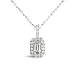 EMERALD CUT HALO PENDANT