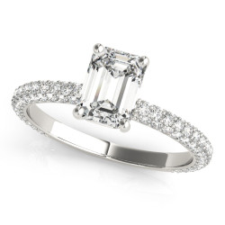 PAVE ENGAGEMENT RING WITH EMERALD CUT CENTER