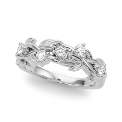 FLORAL LEAF DIA WEDDING BAND