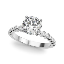BEADED BEZEL SET ENGAGEMENT RING