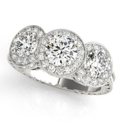 ENGAGEMENT RINGS 3 STONE ROUND