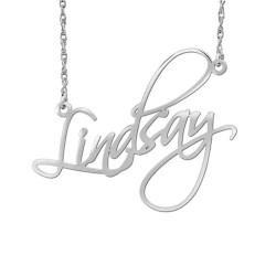 14K W Hi Polish Name Pers Necklace